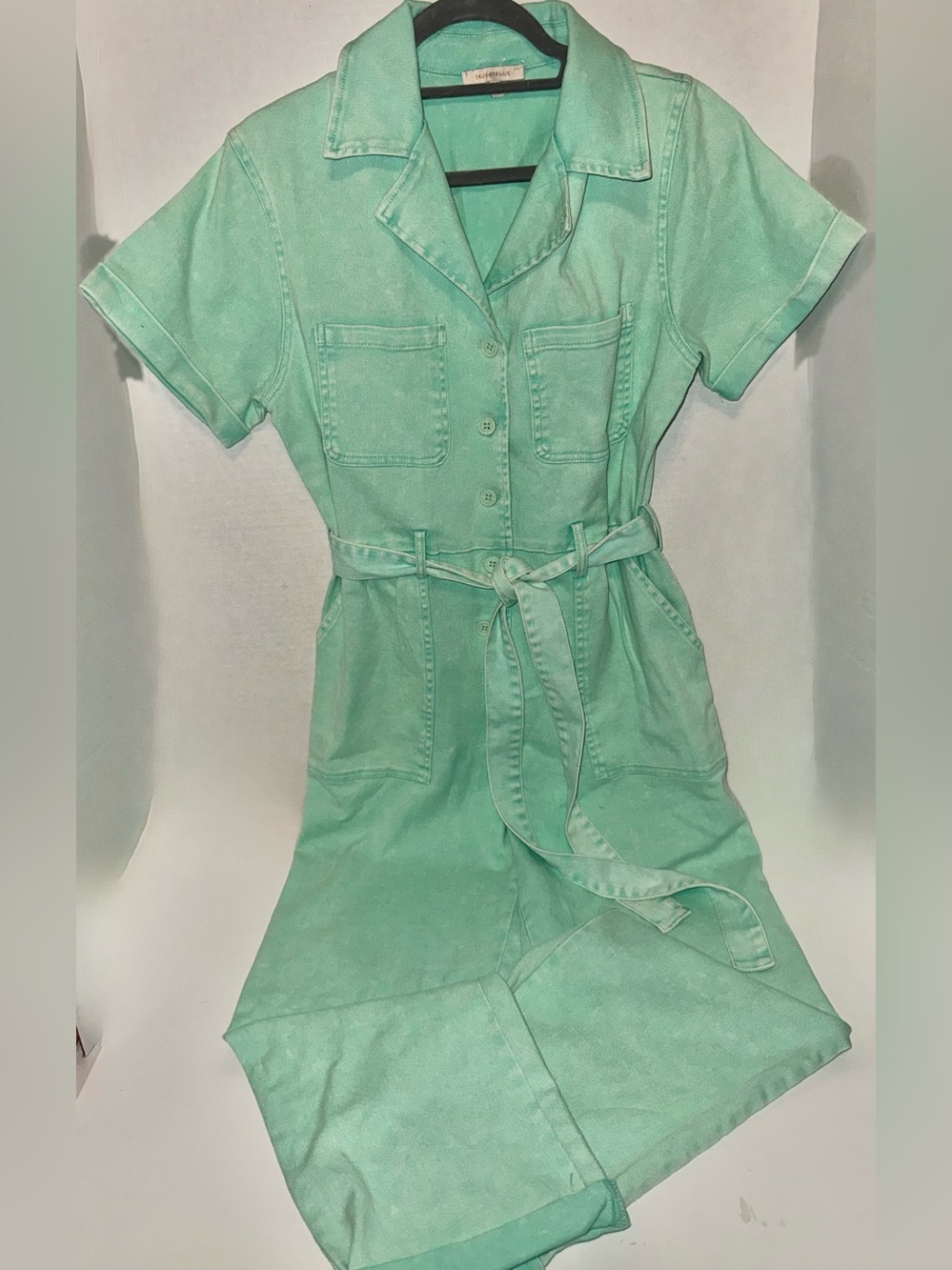 Cotton utility romper, Skies Are Blue, mineral wash short sleeve jumpsuit